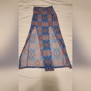 Tribal maxi skirt with double slit